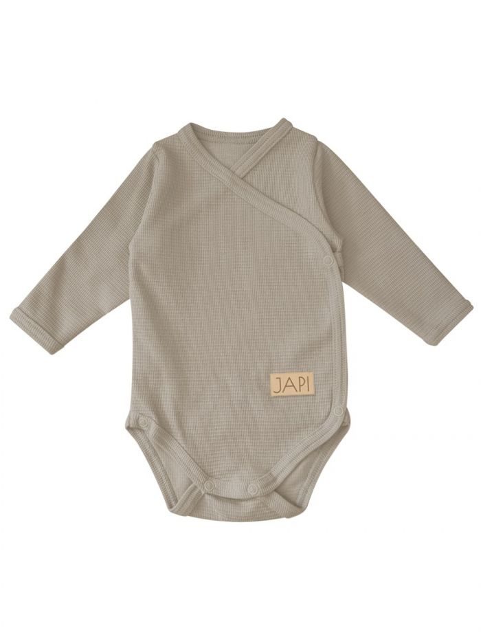 Detské body prekladacie NATIVE s dlhým rukávom - 062 - Natural hnedá