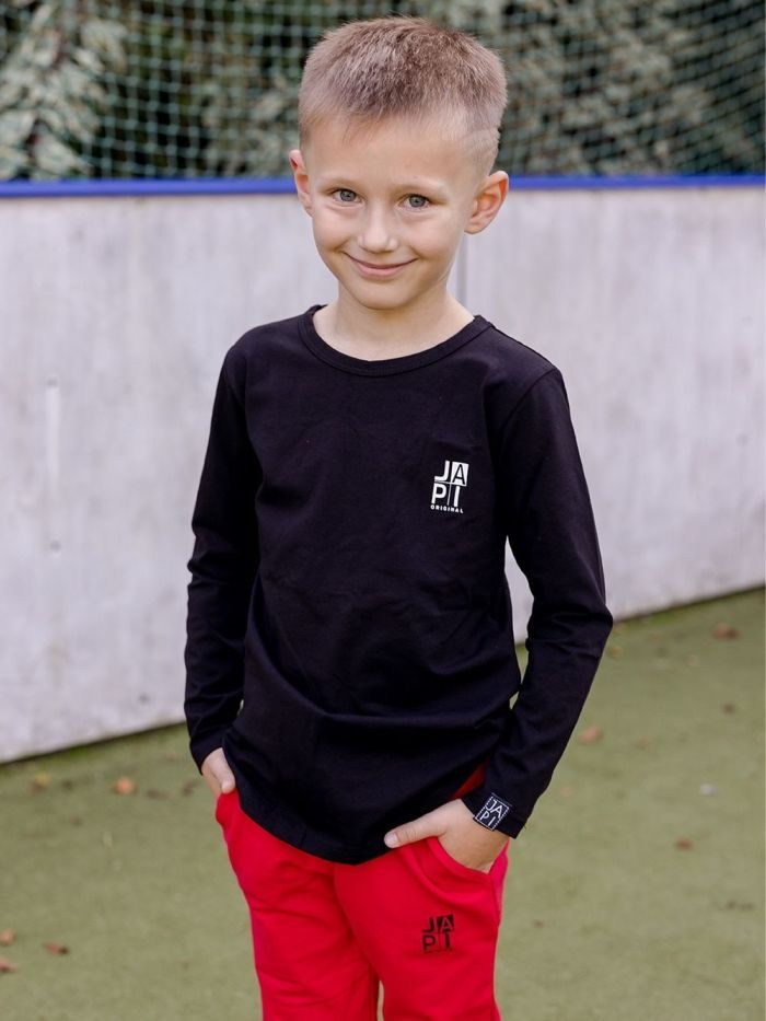 Chlapčenské tričko 1F FOOTBALL s dlhým rukávom - 164 - Čierna