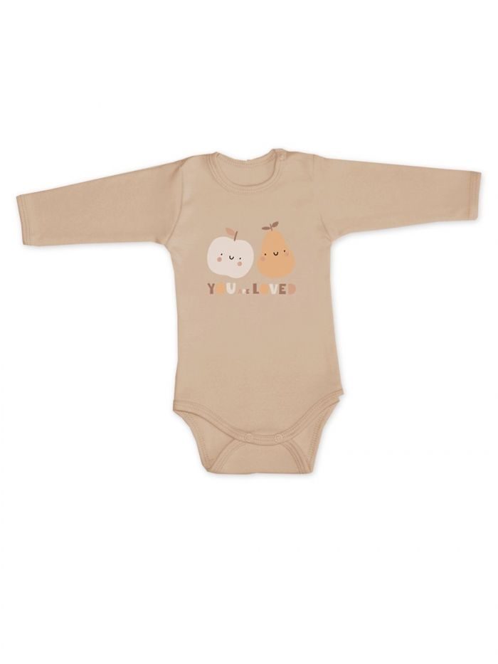 Detské body FRUITS s dlhým rukávom - 056 - Cream hnedá