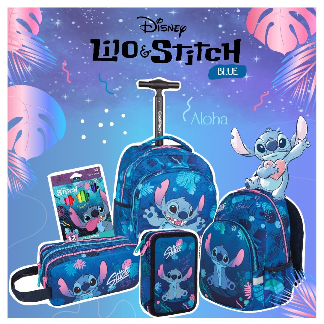Školská taška Jack na kolieskach Stitch Blue – Obrázok 6