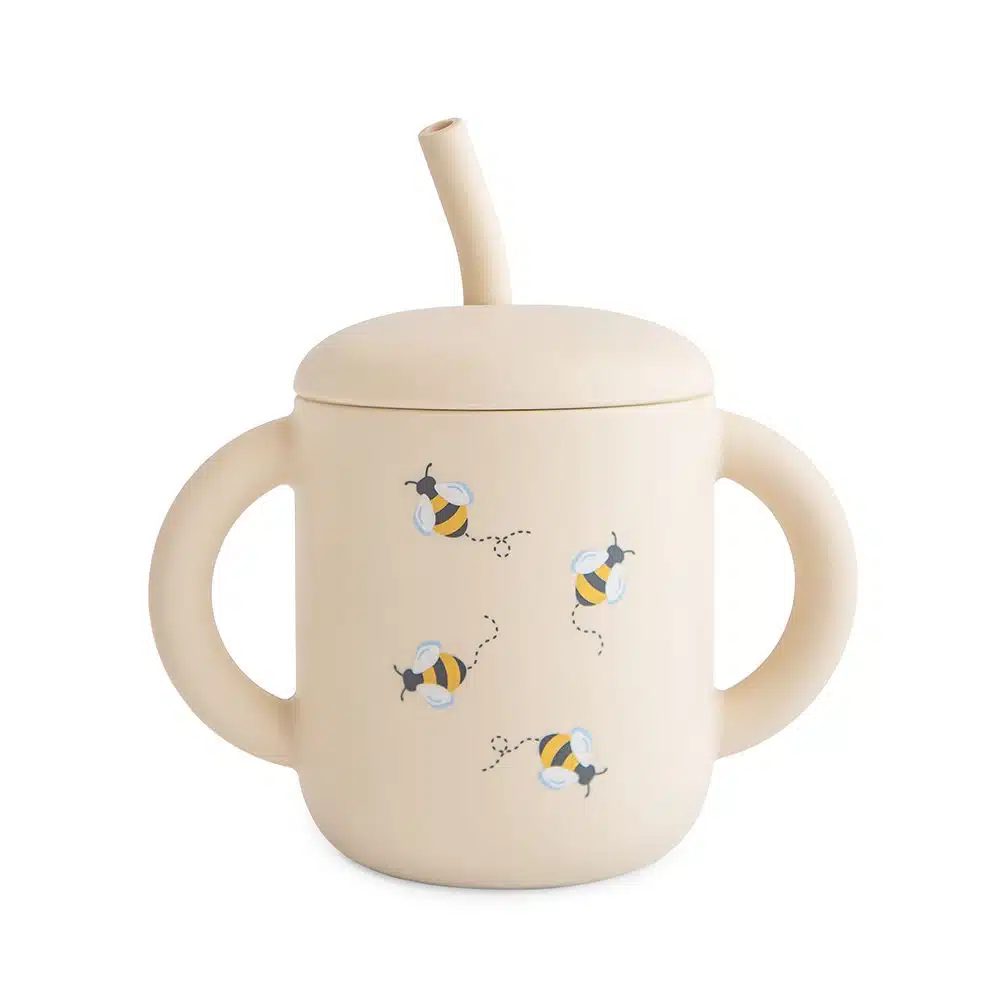 SILIKÓNOVÝ POHÁRIK SO SLAMKOU MUSHIE - BEES