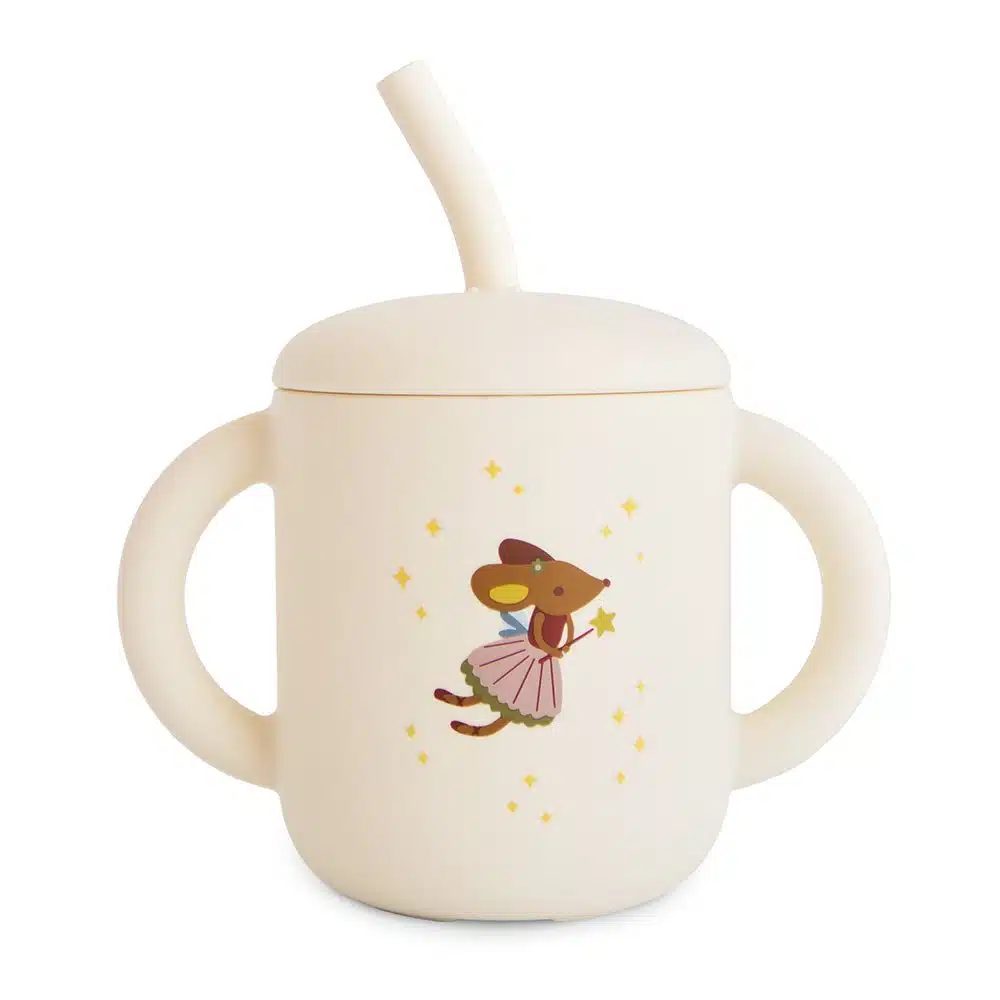 SILIKÓNOVÝ POHÁRIK SO SLAMKOU MUSHIE - FAIRY MICE
