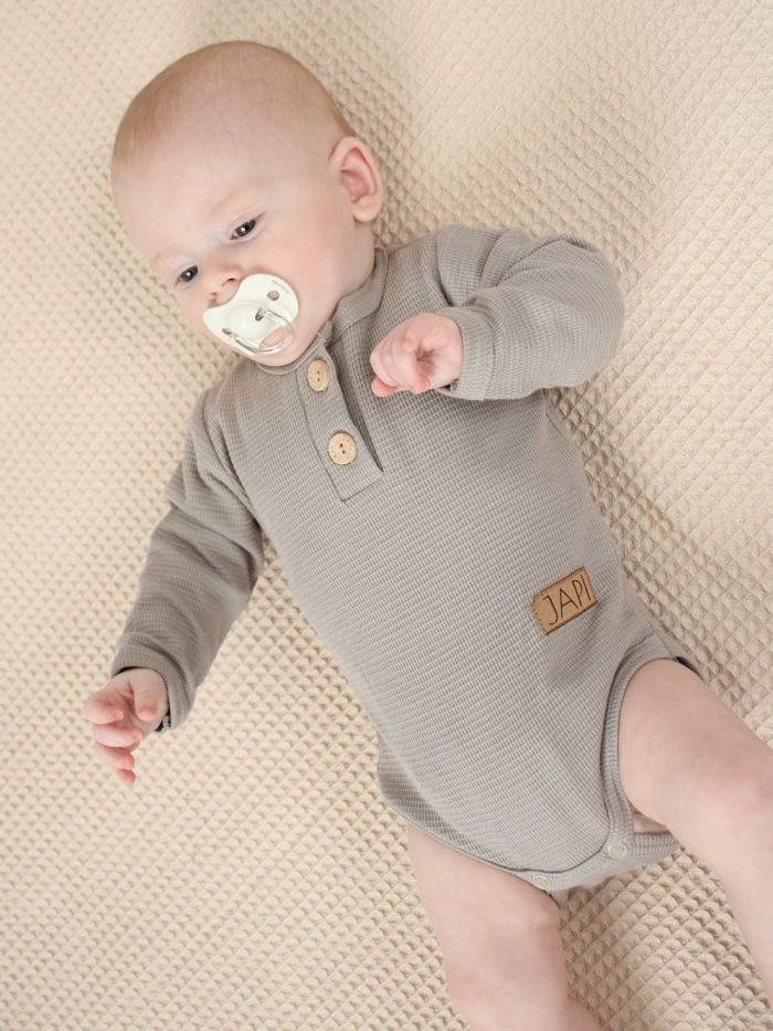 Detské body NATIVE s dlhým rukávom - 104 - Natural hnedá