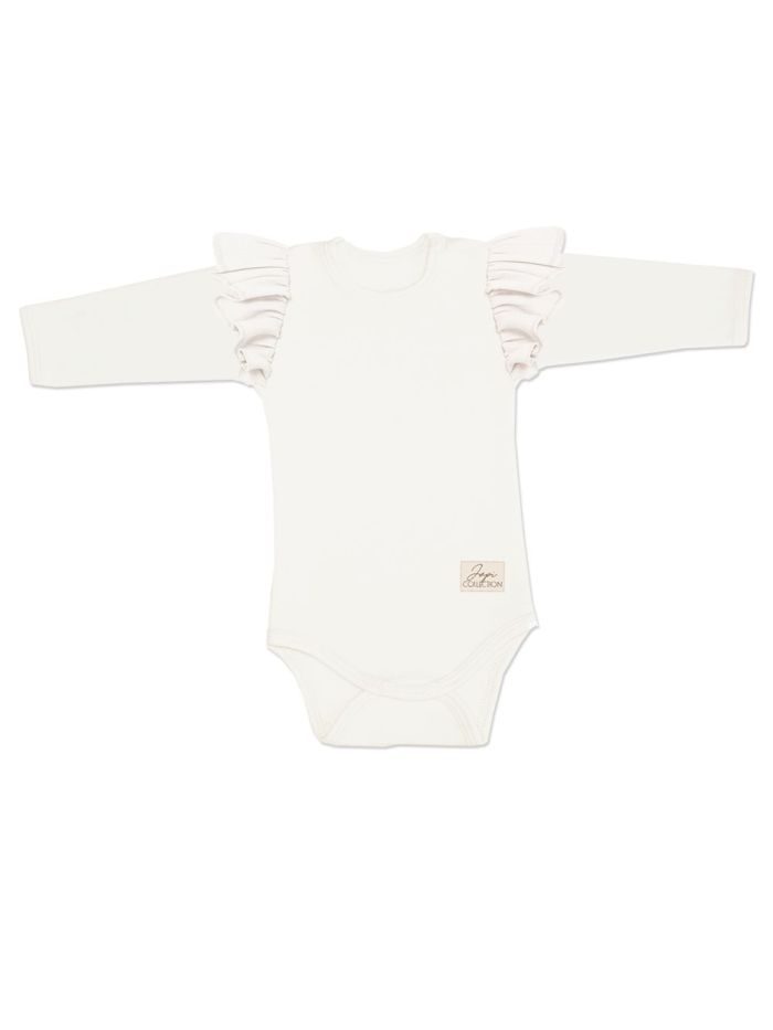 Detské body pre dievčatá volán SHINE GIRL s dlhým rukávom - 080 - Maslová
