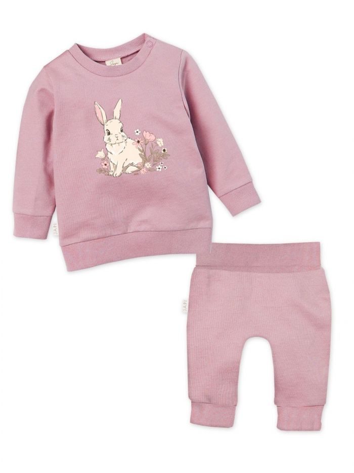 Detská súprava pulover+nohavice SWEET BUNNY - 074 - Púdrová ružová