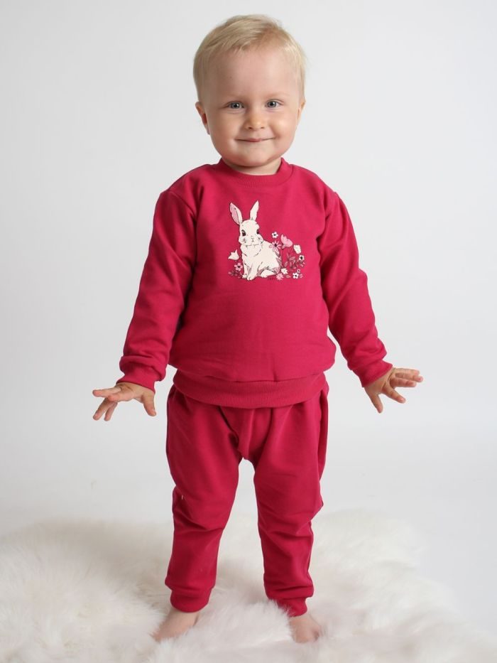 Detská súprava pulover+nohavice SWEET BUNNY - 080 - Bordová 5