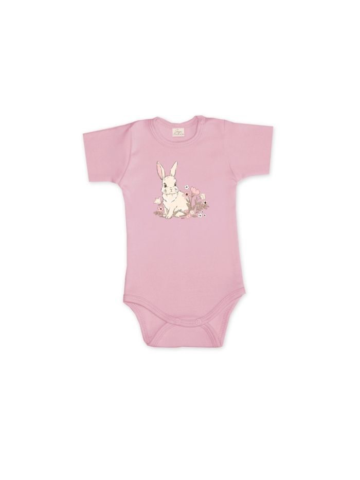 Detské body SWEET BUNNY s krátkym rukávom - 062 - Basic púdrová ružová