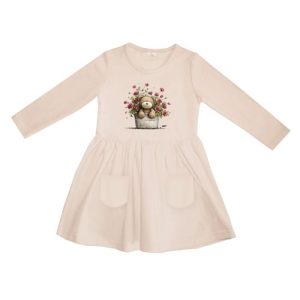 Dievčenské šaty BLOOM TEDDY s dlhým rukávom - 110 - Béžová