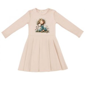 Dievčenské šaty RABBIT and GIRL s dlhým rukávom - 104 - Béžová