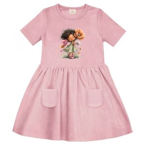 Dievčenské šaty GIRL FLORAL s krátkym rukávom - 122 - Ružová