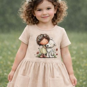 Dievčenské šaty LITTLE HUG s krátkym rukávom - 122 - Béžová