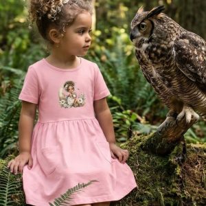 Dievčenské šaty GIRL and OWL s krátkym rukávom - 104 - Ružová
