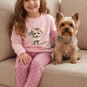 Dievčenské pyžamo LITTLE PUPPY - 140 - Ružová