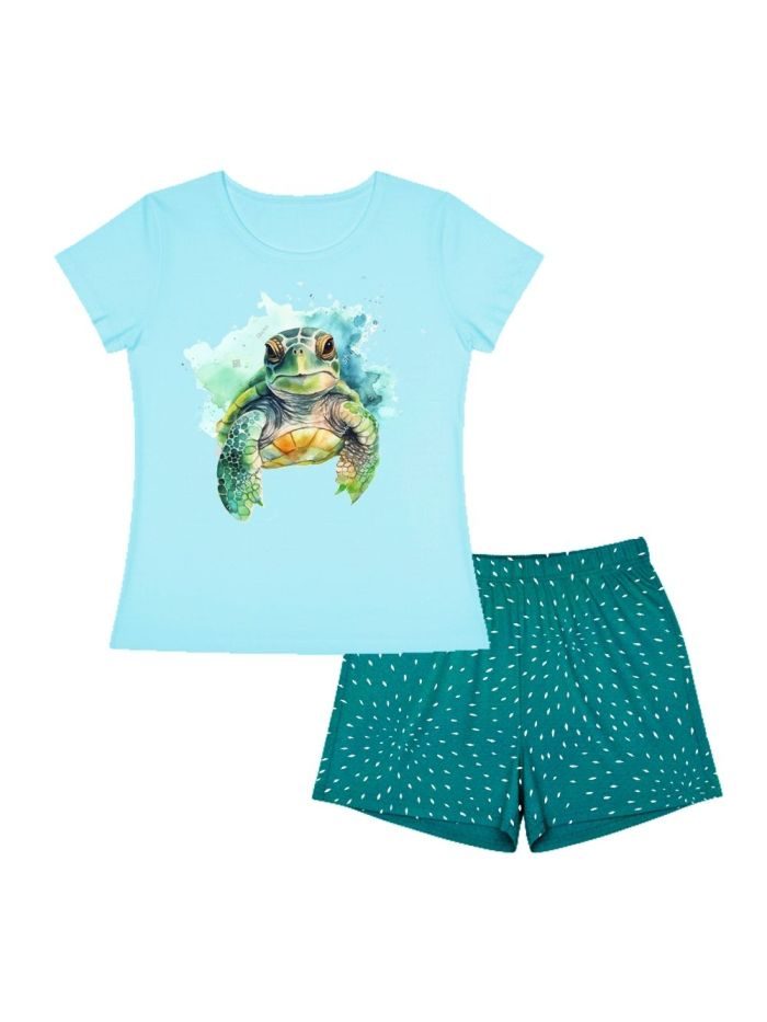 Dámske pyžamo TURTLE s krátkym rukávom - 170 - Zelená