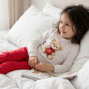 Dievčenské pyžamo TEDDY LOVE - 164 - Červená