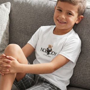 Chlapčenské pyžamo BOSS s krátkym rukávom - 140 - Sivá