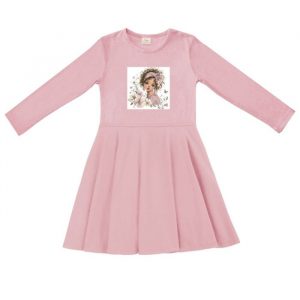 Dievčenské šaty ROMANTIC GIRL s dlhým rukávom - 122 - Ružová