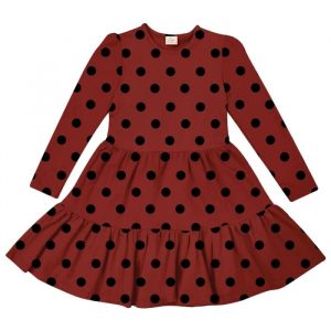 Dievčenské šaty ROMANTIC DOTS s dlhým rukávom - 104 - Spice tehlová