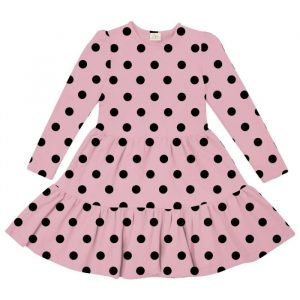 Dievčenské šaty ROMANTIC DOTS s dlhým rukávom - 104 - Candy potlač ružová