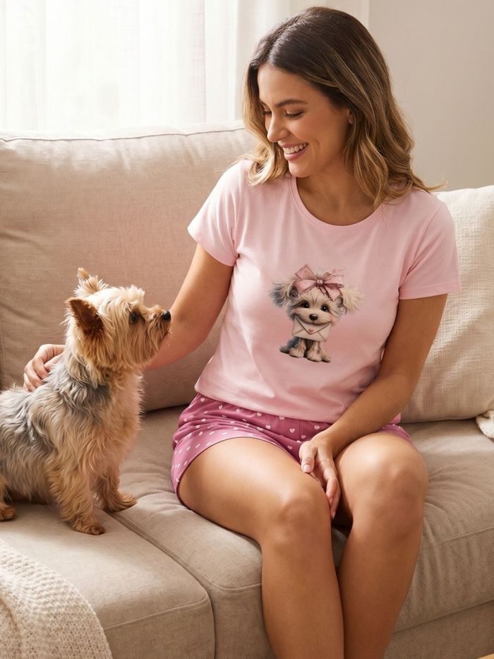 Dámske pyžamo LITTLE PUPPY s krátkym rukávom - 176 - Ružová