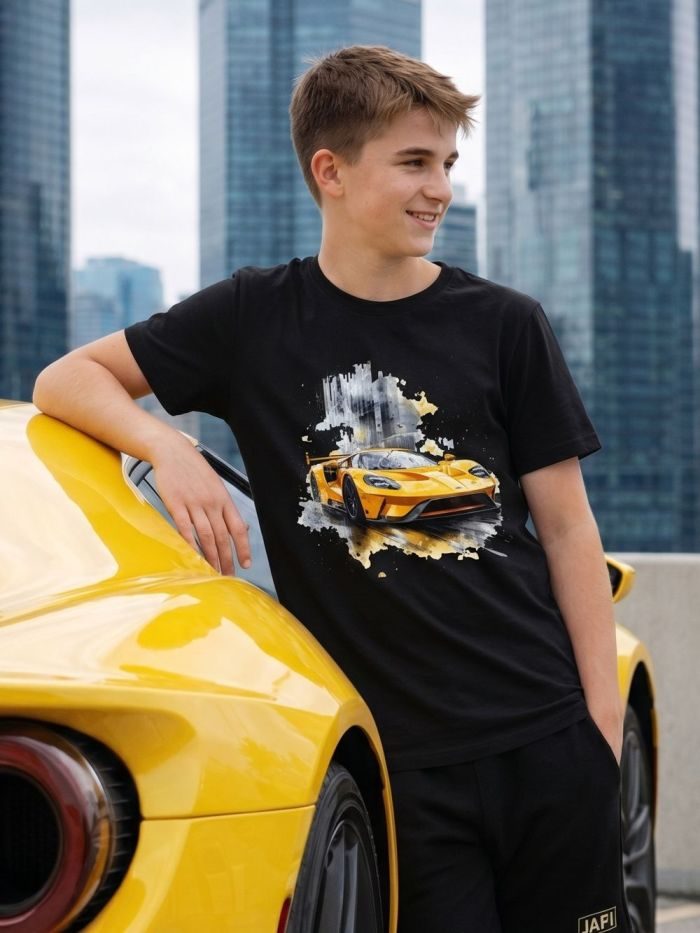 Chlapčenské tričko SPORT CAR s krátkym rukávom - 146 - Čierna