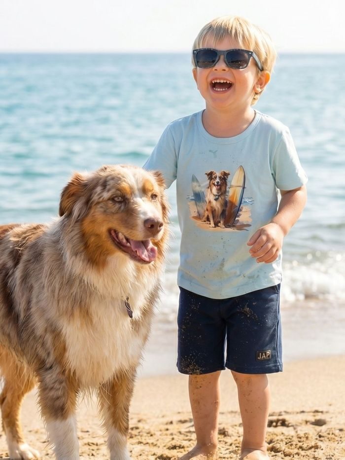 Chlapčenské tričko COOL DOG s krátkym rukávom - 122 - modra nova