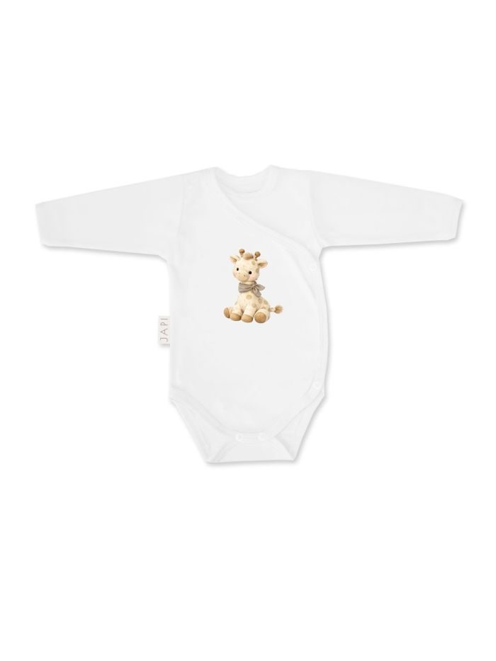 Detské body prekladacie GIRAFFE s dlhým rukávom - 062 - Biela