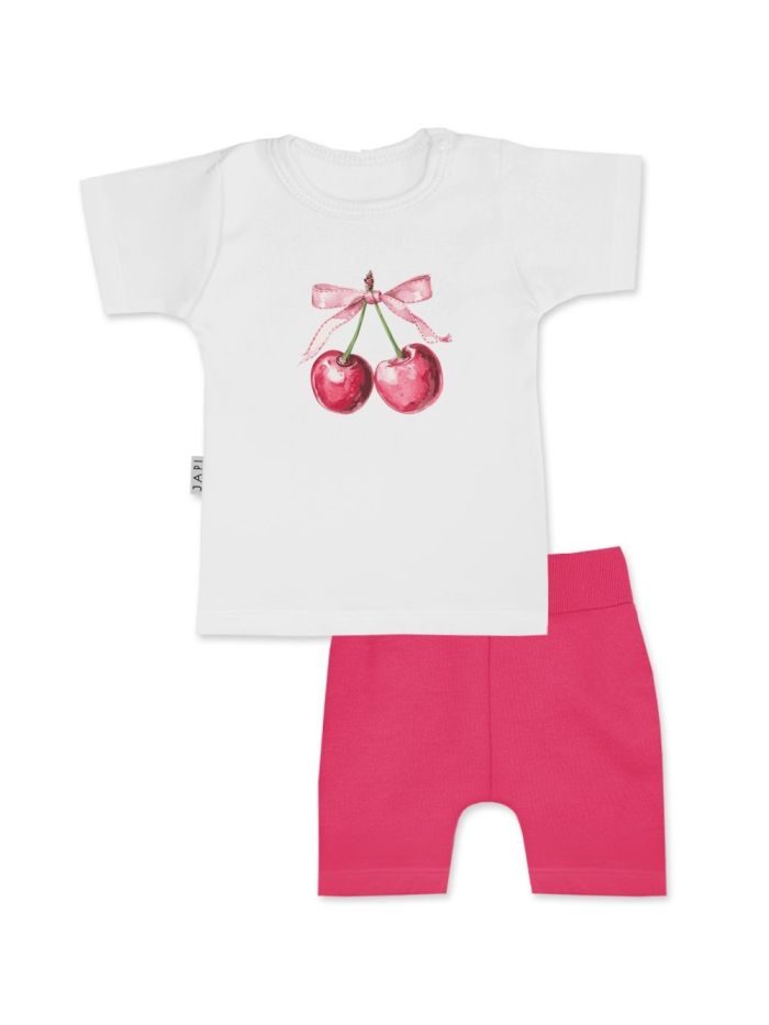 Detská súprava tričko+kraťasy SWEET CHERRY s krátkym rukávom - 074 - Cyklaménová