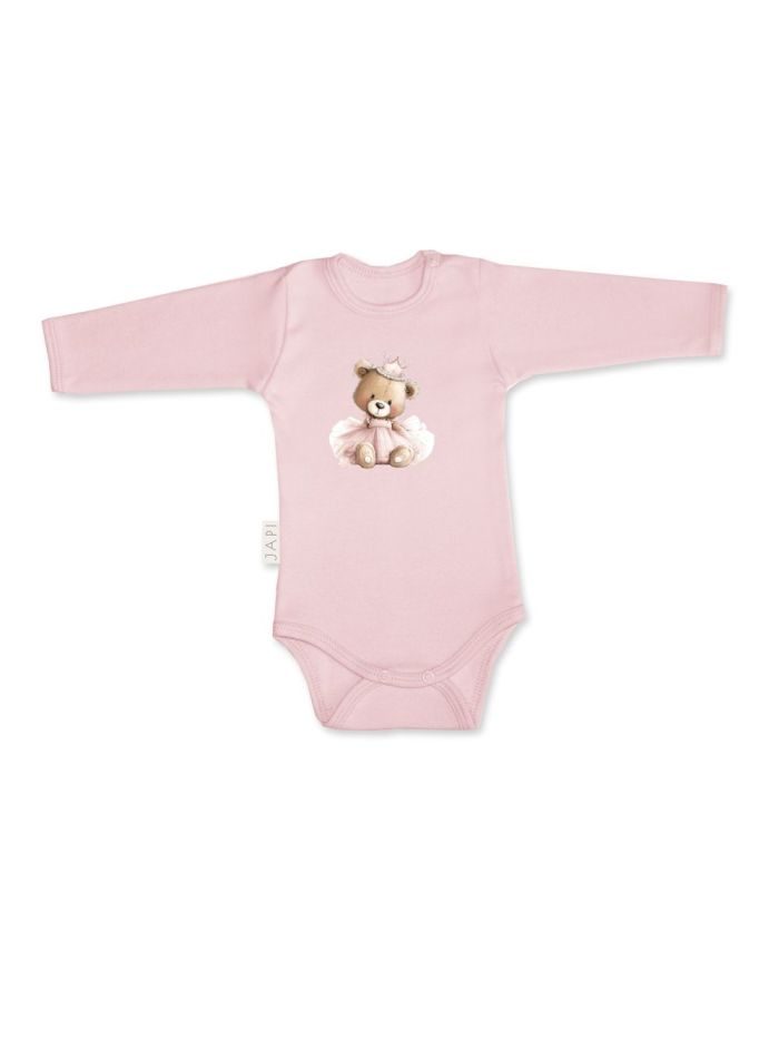 Detské body TEDDY PRINCESS s dlhým rukávom - 098 - Ružová