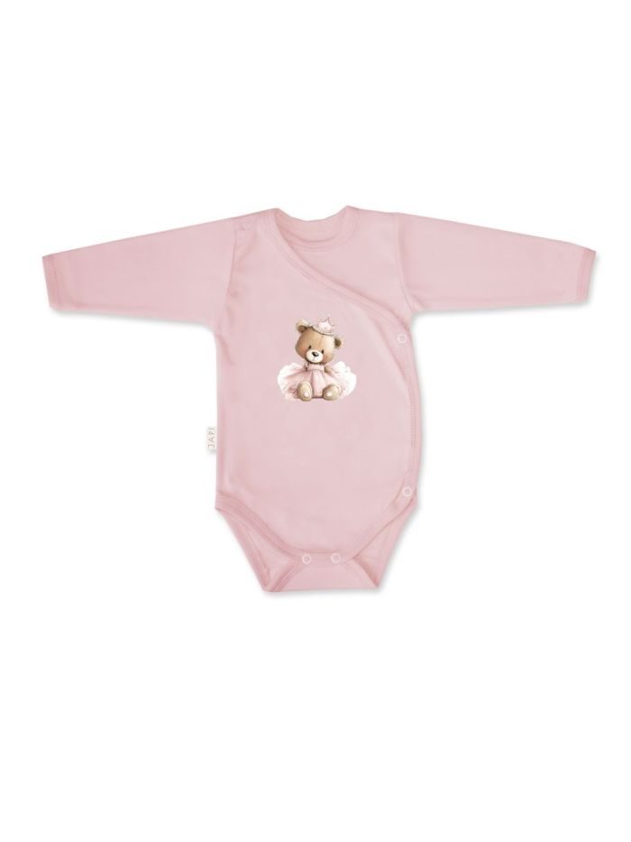 Detské body prekladacie TEDDY PRINCESS  s dlhým rukávom - 056 - Ružová
