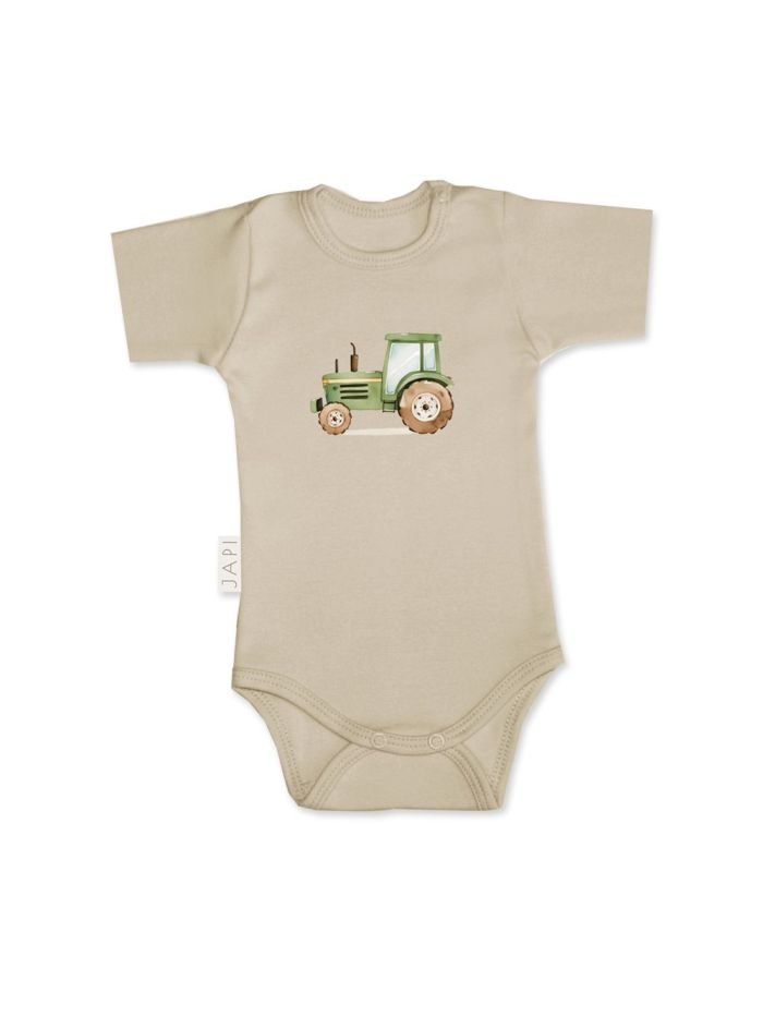 Detské body TRACTOR s krátkym rukávom - 080 - Natural béžová