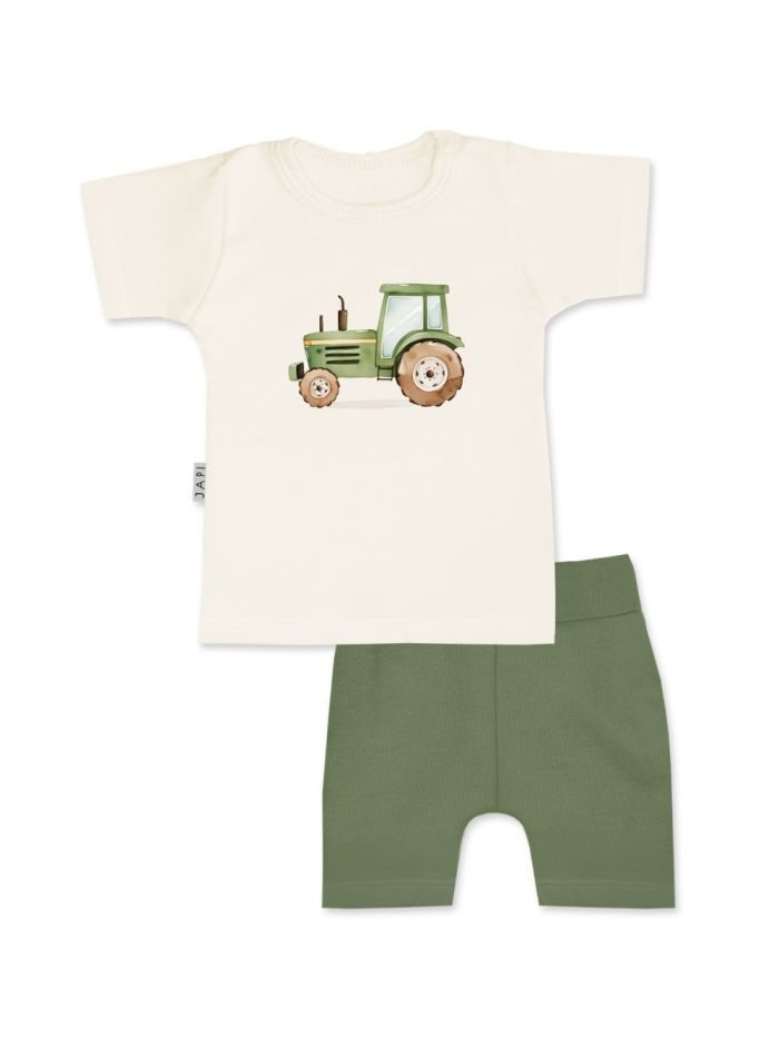 Detská súprava tričko+kraťasy TRACTOR s krátkym rukávom - 092 - Zelená 5