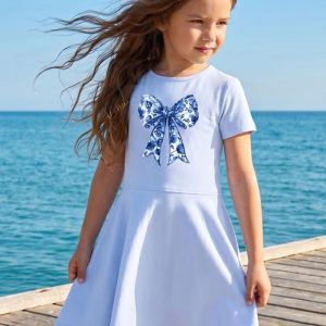 Dievčenské šaty CHIC in BLUE s krátkym rukávom - 152 - Svetlo modrá 3