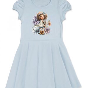 Dievčenské šaty FLOWER GIRL s krátkym rukávom - 098 - Svetlo modrá 3