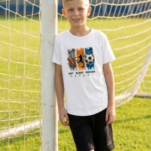 Chlapčenské tričko FOOTBALL TIME s krátkym rukávom - 140 - Biela