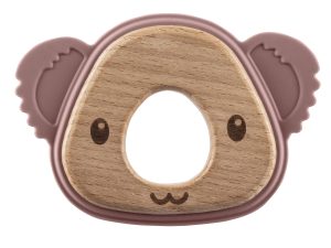 Silikónové drevené hryzátko Koala, Old Pink