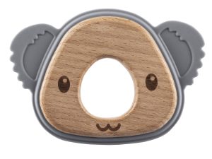 Silikónové drevené hryzátko Koala, Dove Grey