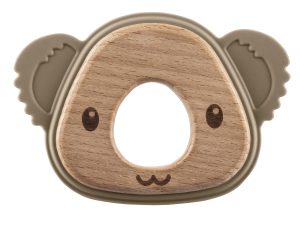 Silikónové drevené hryzátko Koala, Sand Beige