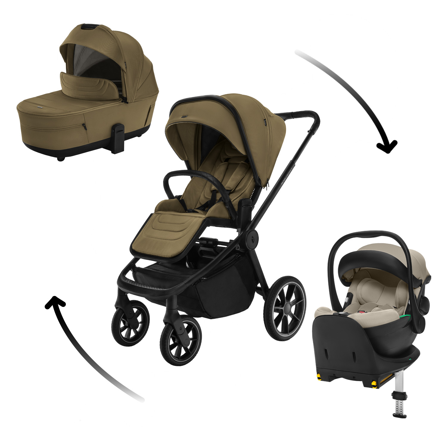 Set kočík Move Cross 5 + hlboká korba Move XL 5 + autosedačka XM podľa vlastného výberu + báza, Toffee Brown