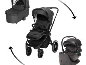Set kočík Move Cross 3 + hlboká korba Move XL 3 + autosedačka XM podľa vlastného výberu + báza, All Black