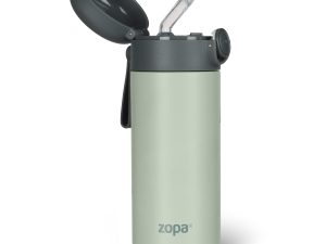 Termoska na tekutiny s brčkem a silikonovým držákem 350 ml, Pistacio green