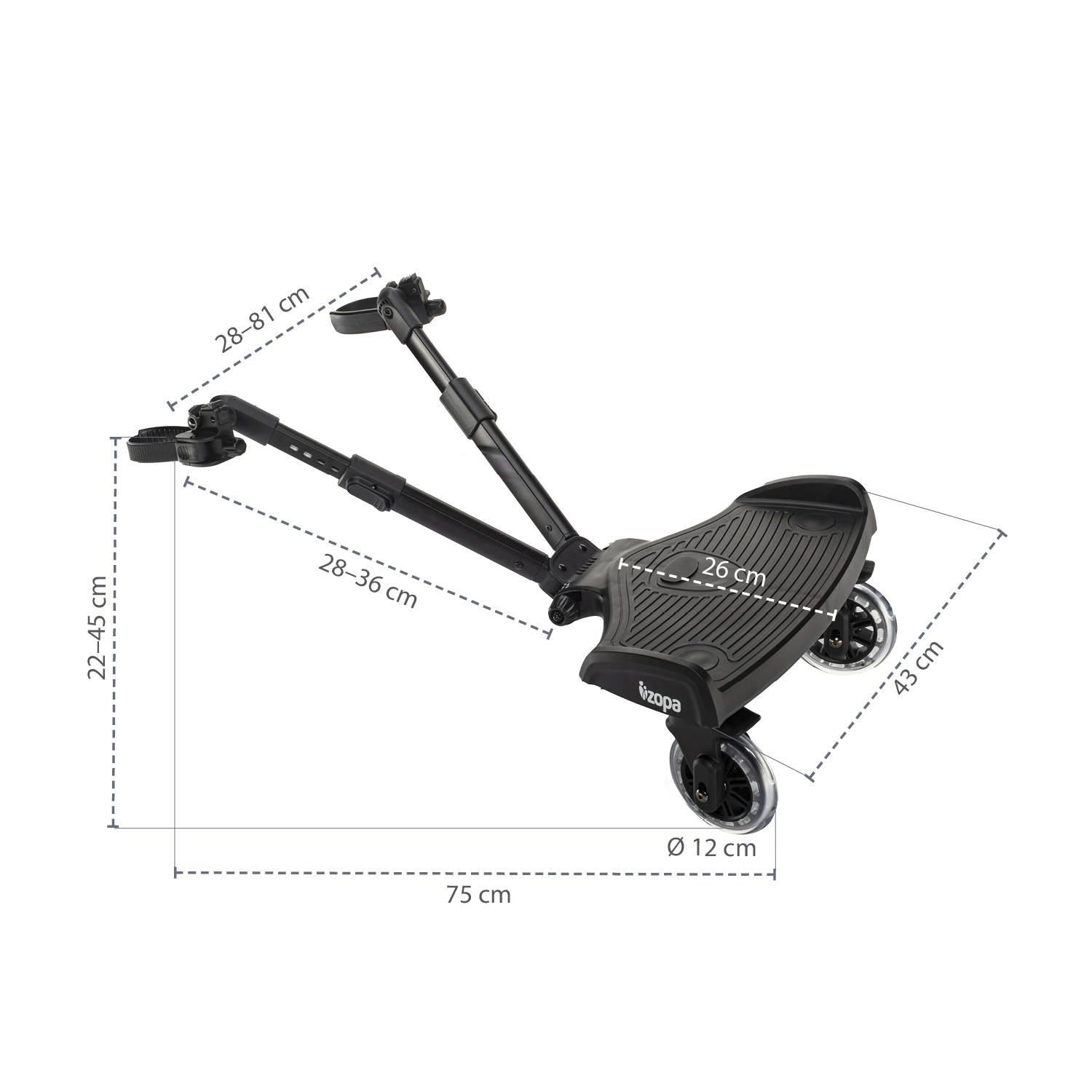 Skejtík ku kočíku Segboard 2, Black - Image 5