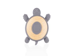 Silikónové drevené hryzátko Turtle, Dove Grey