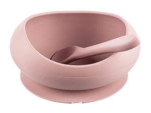 Silikónová miska s vyvýšenými okrajmi a prísavkou, Old Pink