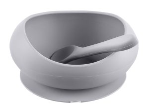 Silikónová miska s vyvýšenými okrajmi a prísavkou, Dove Grey