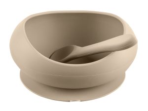 Silikónová miska s vyvýšenými okrajmi a prísavkou, Sand Beige