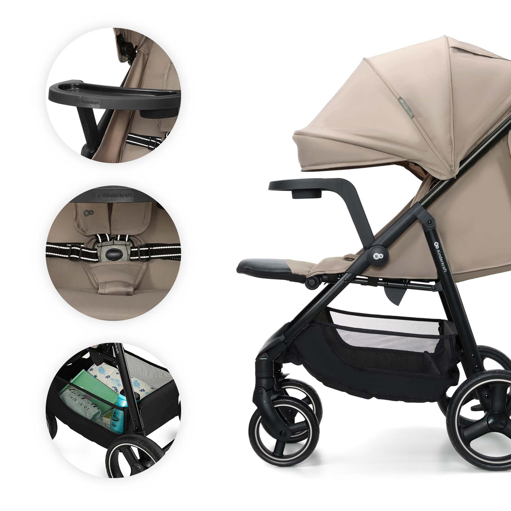 KINDERKRAFT Kočík športový Trig 3 Tray Stone Beige - Image 14