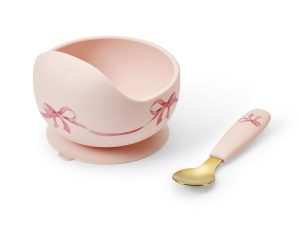 Silikonová miska se lžičkou Elodie Details - Rosy Bow