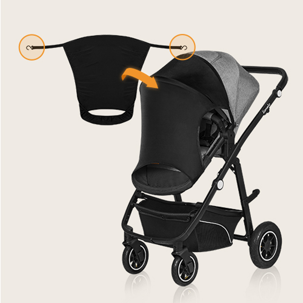 LIONELO Slnečná clona na kočík Stroller Sun Cover Black Carbon - Image 5