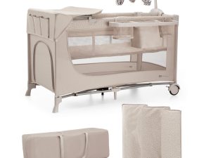 KINDERKRAFT Postieľka cestovná Joy 2 s doplnkami Beige